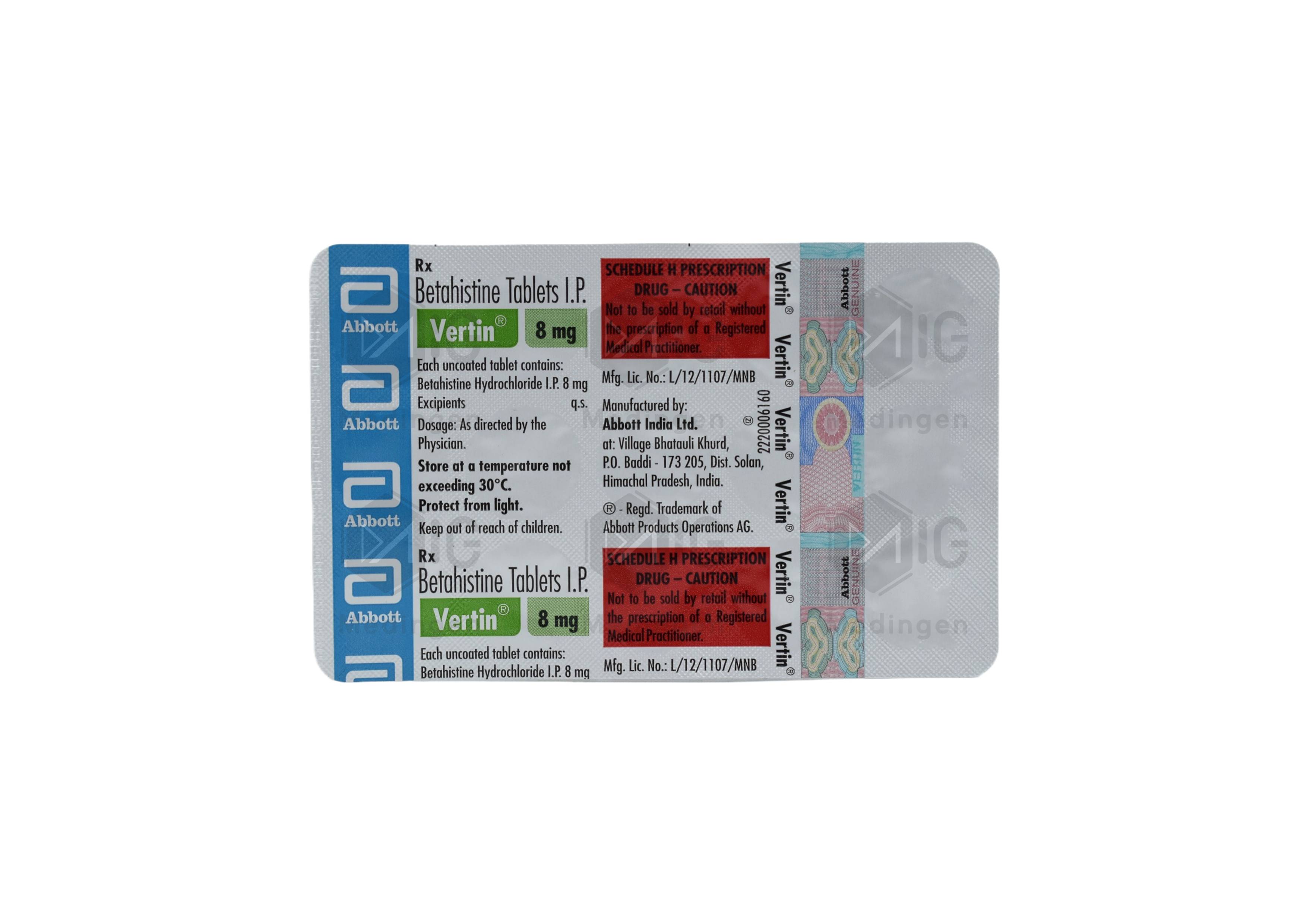 VERTIN 8MG